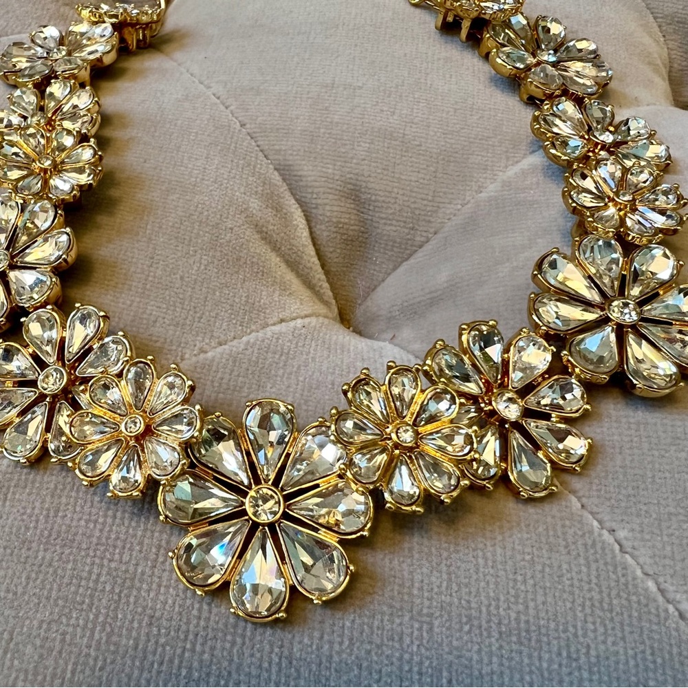 Kate Spade Clear As Crystal statement necklace with gold, NWT
